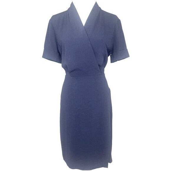 M.M. Lafleur Tory 5.0 Dress Faux Wrap Ladies Size 8 Navy Blue Color Minimalist - Picture 1 of 9